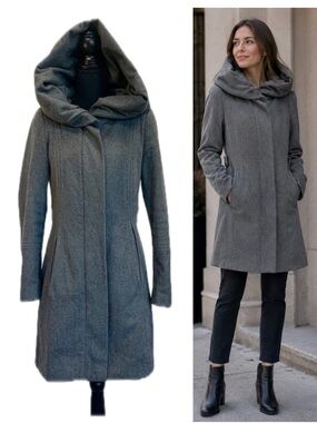ZARA dark gray hooded fall winter coat Sz S
